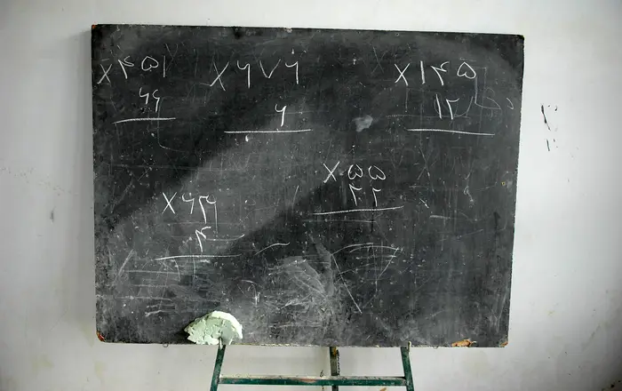 Chalkboard in a school in Afghanistan