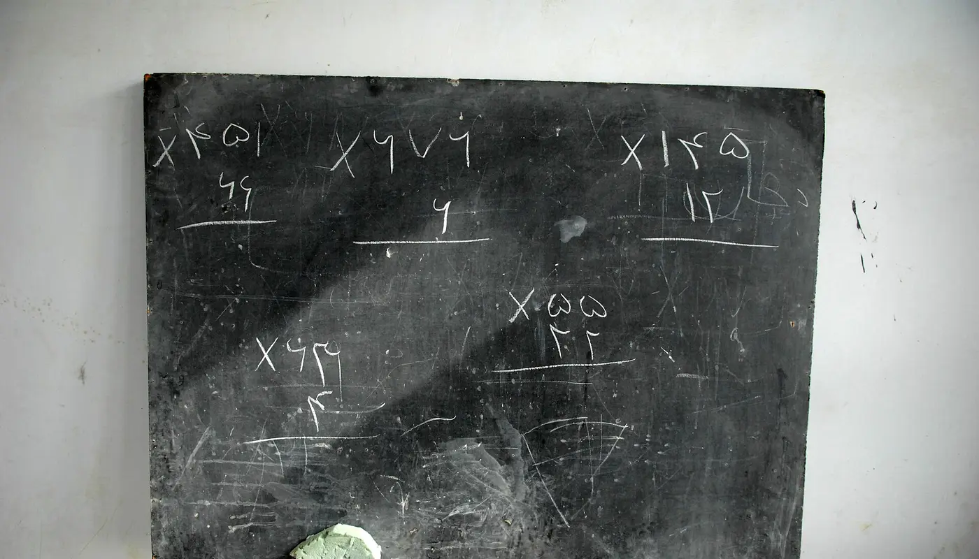Chalkboard in a school in Afghanistan